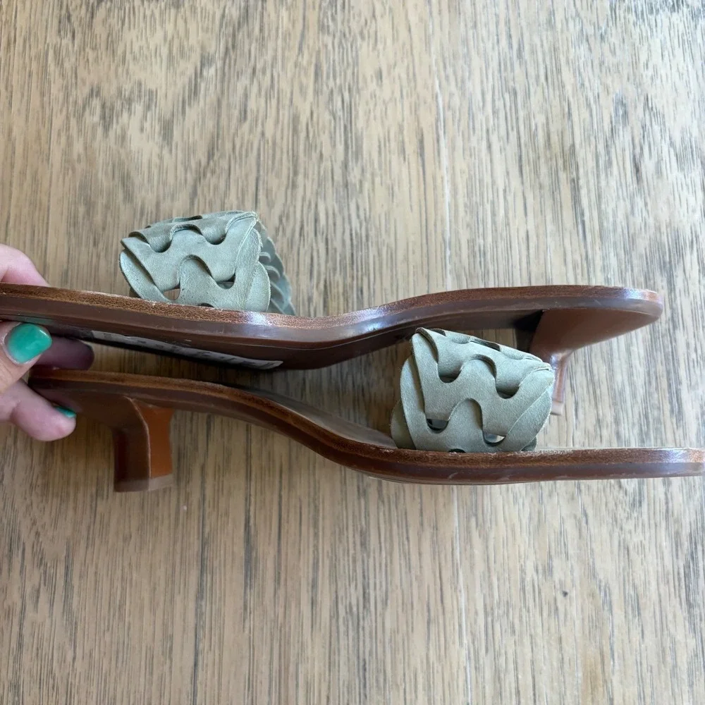 $350 NWT RAG & BONE Melrose Mint Woven Leather Kitten Heel Sandals SZ EU39;US8.5